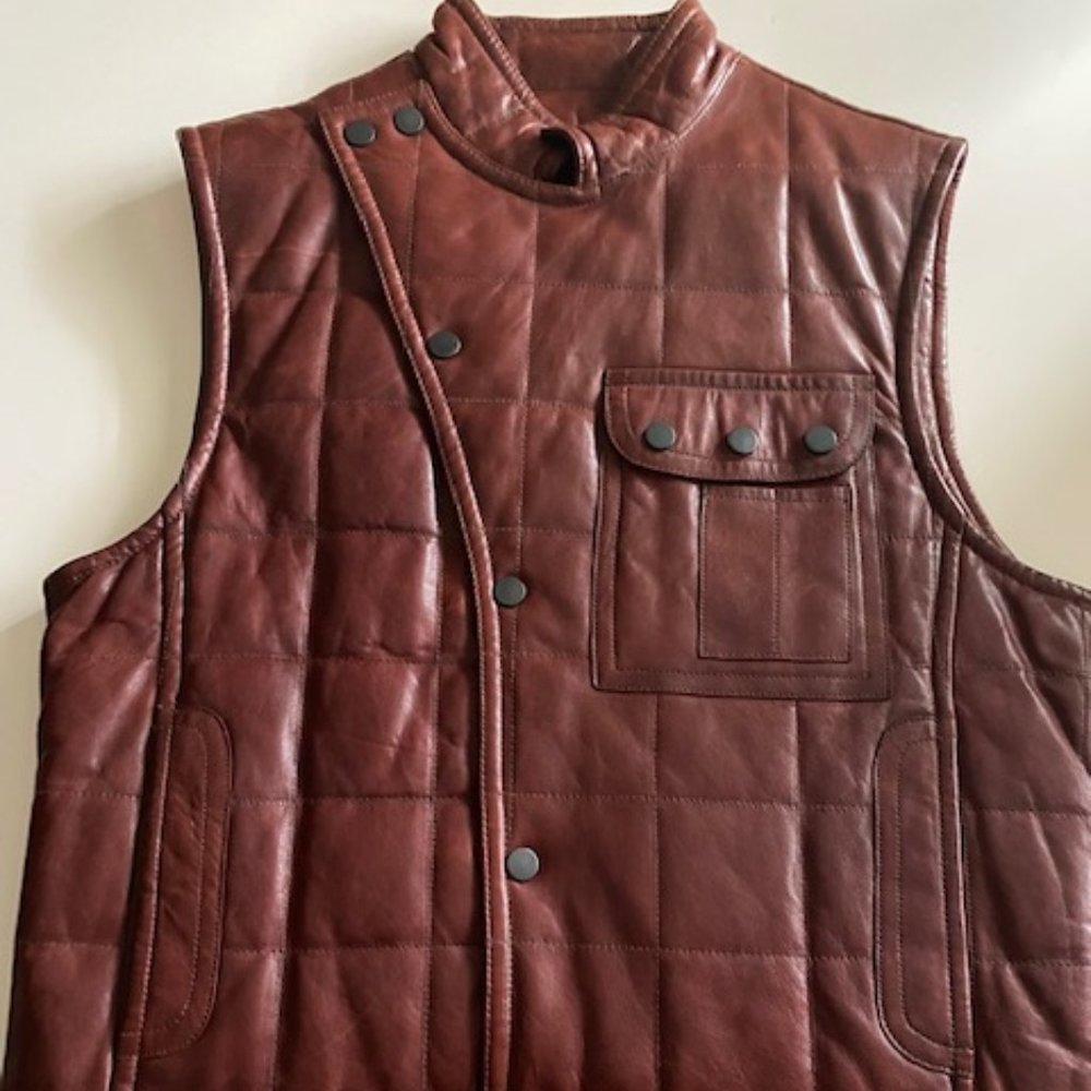 John Varvatos Collection Leather Quilted Vest. $1,595
